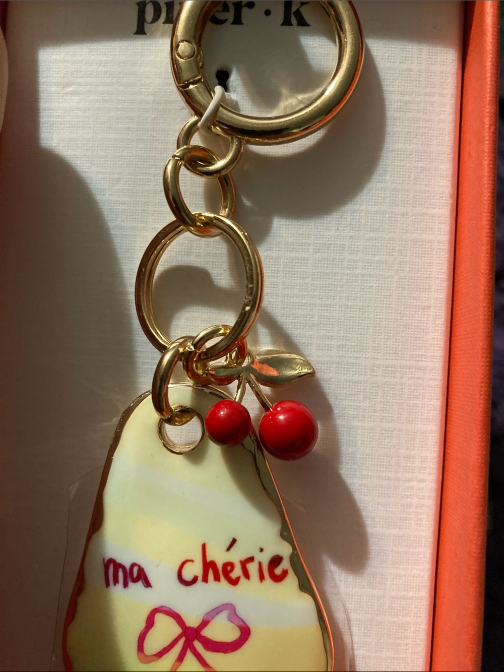 piper.k NIB Yellow Enamel Motel-Style Cherry Keychain/Bag Charm - Picture 4 of 7